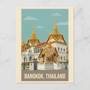Bangkok Thailand Vintage Reisposter Briefkaart