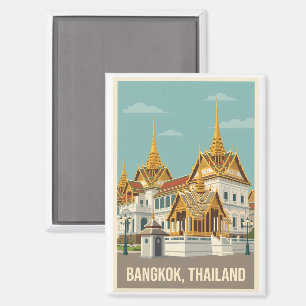 Bangkok Thailand Vintage Reisposter Magneet