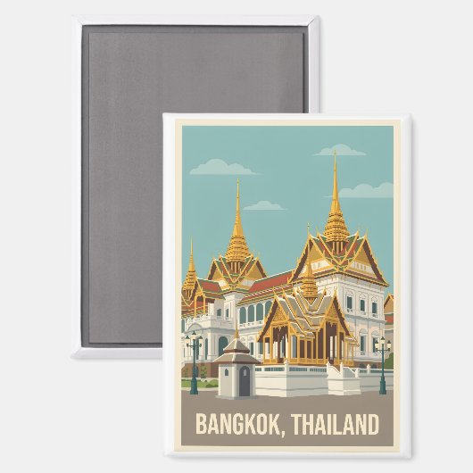Bangkok Thailand Vintage Reisposter Magneet (Voorkant / Achterkant)