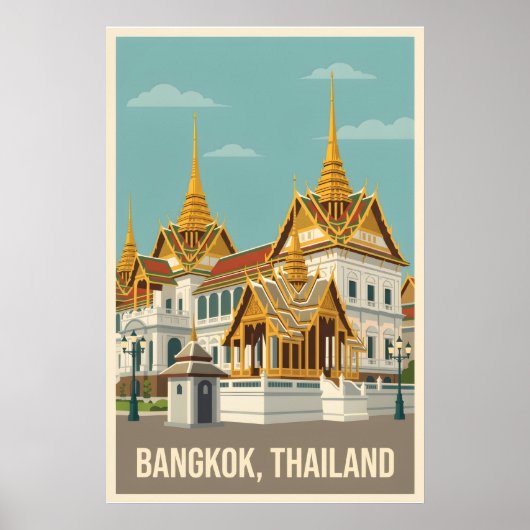 Bangkok Thailand Vintage Reisposter Poster (Voorkant)