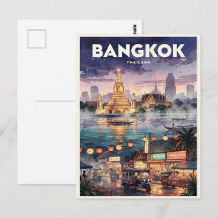 Bangkok Thailand Vintage Reizen Briefkaart