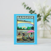 Bangkok, Thailand Vintage Travel Print Briefkaart (Staand voorkant)