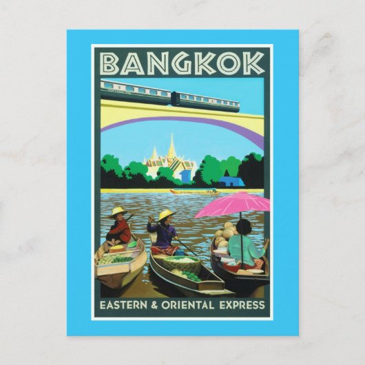 Bangkok, Thailand Vintage Travel Print Briefkaart (Voorkant)