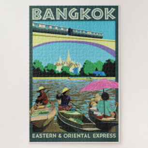 Bangkok, Thailand Vintage Travel Print Legpuzzel