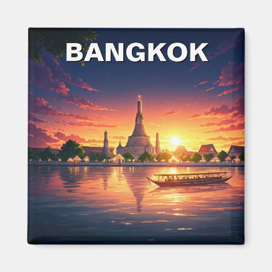 Bangkok Thailand Wat Arun Sunset Magneet (Voorkant)