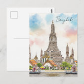 Bangkok Thailand Wat Arun Waterverf Briefkaart (Voorkant / Achterkant)