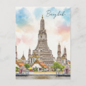 Bangkok Thailand Wat Arun Waterverf Briefkaart (Voorkant)
