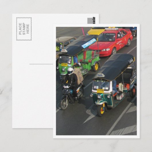 Bangkok Traffic ... Tuk Tuk Racing Briefkaart (Voorkant / Achterkant)