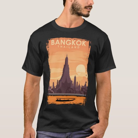 Bangkok Travel Poster Art Print T-shirt (Voorkant)