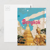 Bangkok Vintage Reisposter Briefkaart (Voorkant / Achterkant)