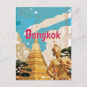 Bangkok Vintage Reisposter Briefkaart