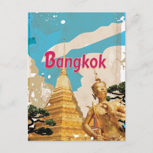 Bangkok Vintage Reisposter Briefkaart (Voorkant)