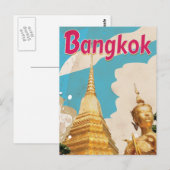 Bangkok Vintage Reisposter Briefkaart (Voorkant / Achterkant)