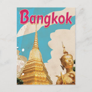 Bangkok Vintage Reisposter Briefkaart