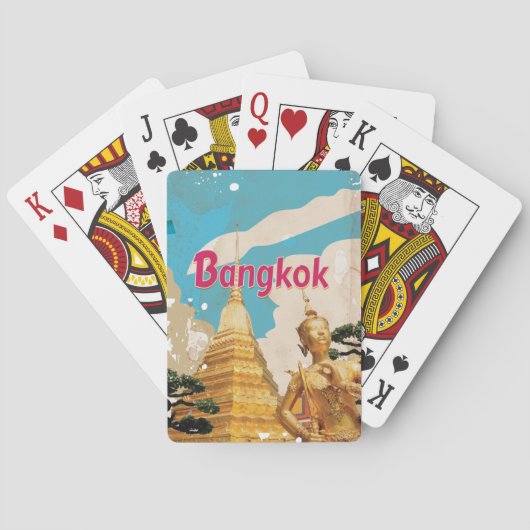 Bangkok Vintage Reisposter Speelkaarten (Achterkant)