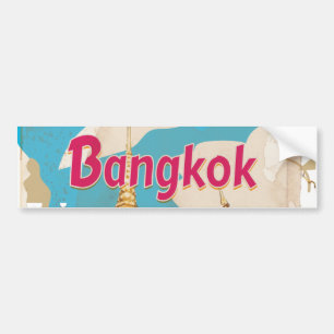 Bangkok Vintage Travel Poster Bumpersticker