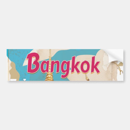 Bangkok Vintage Travel Poster Bumpersticker (Voorkant)