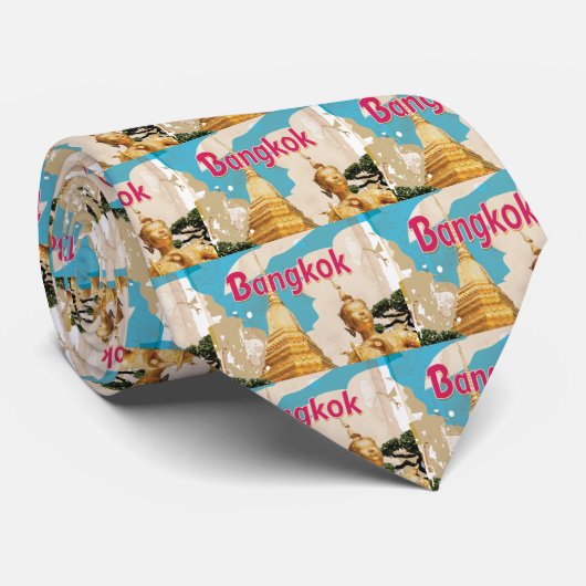 Bangkok Vintage Travel Poster Stropdas (Opgerold)