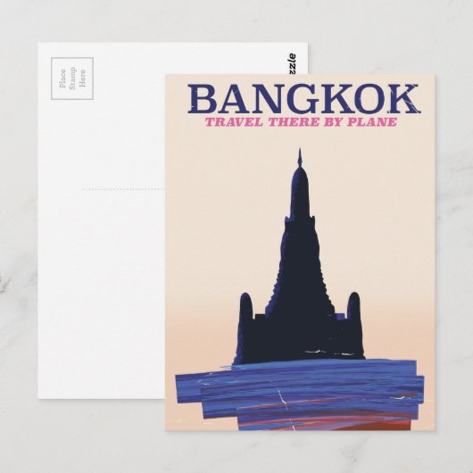 Bangkok Wat Poh Reisposter Briefkaart (Voorkant / Achterkant)