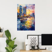 Bangkok Watercolor 1 Poster (Thuiskantoor)