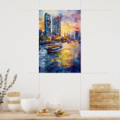 Bangkok Watercolor 1 Poster (Keuken)
