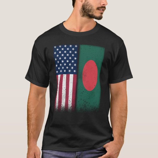 Bangladesh Amerikaans Vlaggen Trots VS T-shirt (Voorkant)