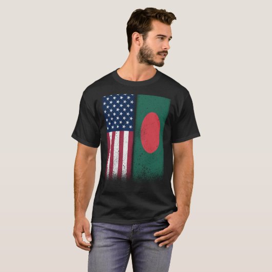 Bangladesh Amerikaans Vlaggen Trots VS T-shirt (Voorkant volledig)