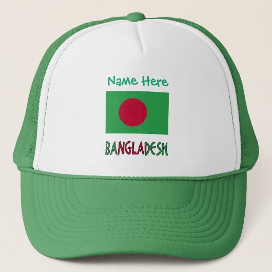 Bangladesh Bengaalse vlag groen gepersonaliseerd Trucker Pet (Voorkant)