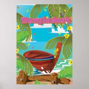 Bangladesh cartoonaffiches voor reizen print. poster