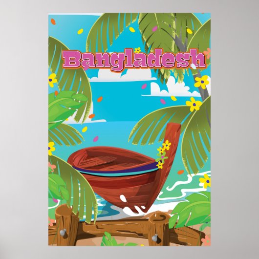 Bangladesh cartoonaffiches voor reizen print. poster (Voorkant)