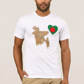 Bangladesh Flag Heart en Map T-Shirt (Voorkant)