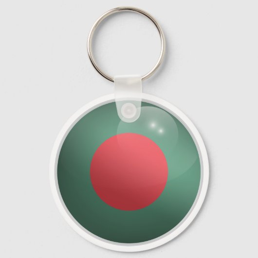 Bangladesh Glossy Circle Flag Sleutelhanger (Voorkant)