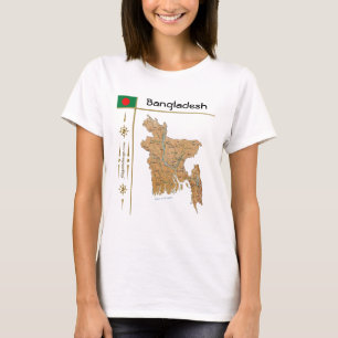 Bangladesh Kaart + Vlag + Titel T-Shirt