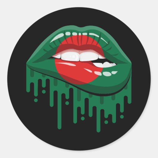 Bangladesh Lips Pride Root Flag Ronde Sticker (Voorkant)