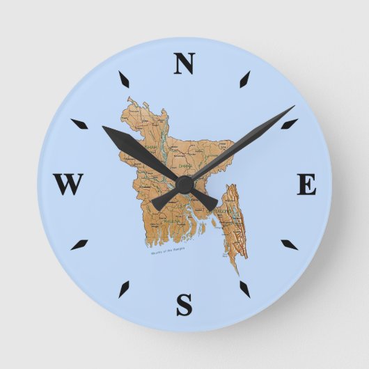 Bangladesh Map Clock Ronde Klok (Voorkant)