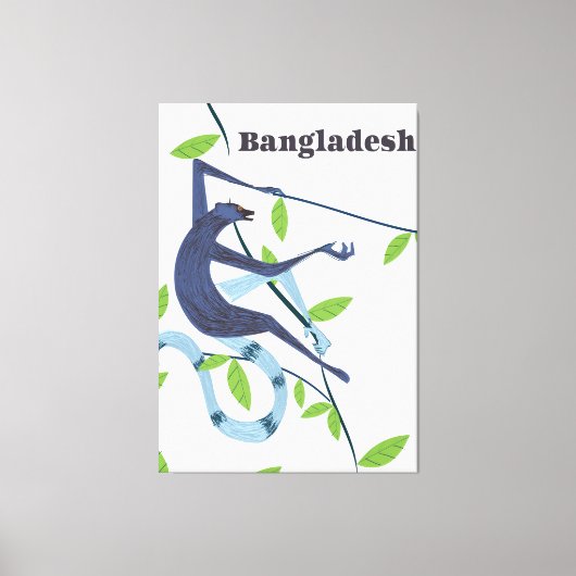 Bangladesh Monkey  vakantie poster Canvas Afdruk (Voorkant)