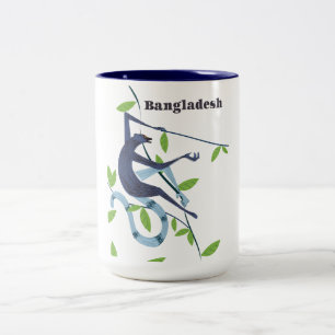 Bangladesh Monkey  vakantie poster Tweekleurige Koffiemok