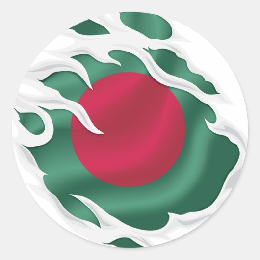 Bangladesh scheurt vlag ronde sticker (Voorkant)