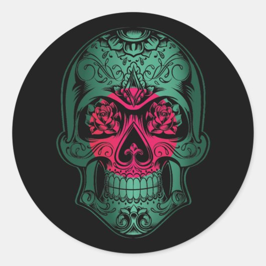 Bangladesh Skull en Rozen vlag Ronde Sticker (Voorkant)