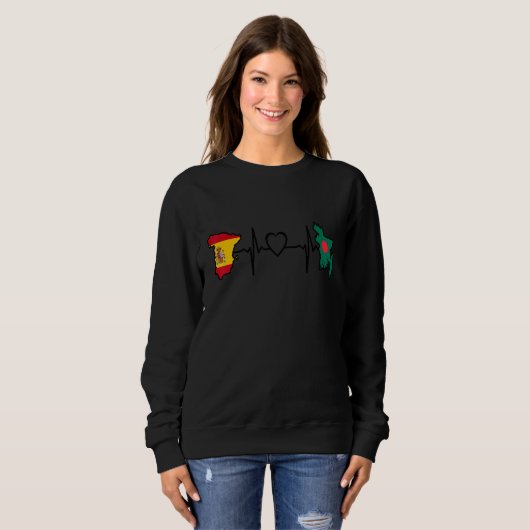 Bangladesh Spain Flag Bangladeshi Spanish Heartbea Trui (Voorkant volledig)