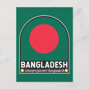 Bangladesh vlag Embleem Onderdruk Vintage Briefkaart