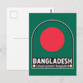 Bangladesh vlag Embleem Onderdruk Vintage Briefkaart (Voorkant / Achterkant)