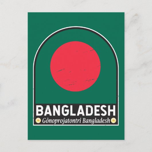 Bangladesh vlag Embleem Onderdruk Vintage Briefkaart (Voorkant)