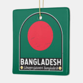 Bangladesh vlag Embleem Onderdruk Vintage Keramisch Ornament (Links)