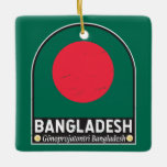 Bangladesh vlag Embleem Onderdruk Vintage Keramisch Ornament<br><div class="desc">Bengalese leemte met daarop de vlag en het wapen.</div>
