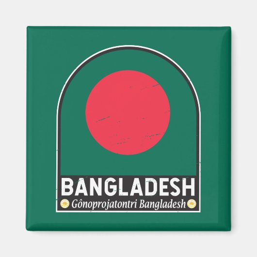 Bangladesh vlag Embleem Onderdruk Vintage Magneet (Voorkant)