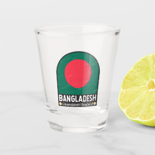 Bangladesh vlag Embleem Onderdruk Vintage Shot Glas