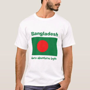 Bangladesh Vlag + Kaart + Tekst T-shirt