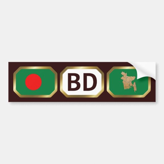 Bangladesh Vlag Land Code Bumpersticker (Voorkant)