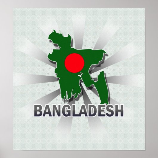 Bangladesh-vlaggenkaart 2.0 poster (Voorkant)